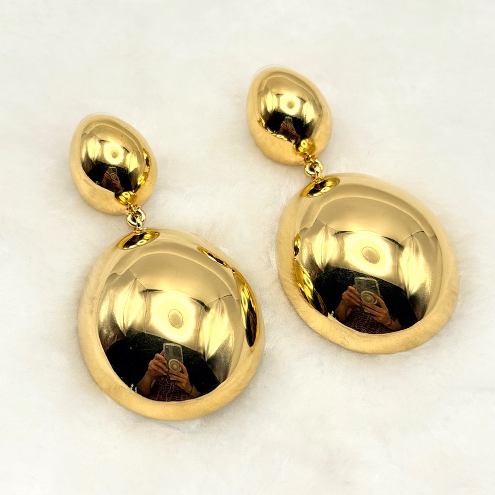 Isabel Marant ‘Awa’ Oversized Gold Tone Sculptural Drop Earrings Retail $495 - Picture 7 of 15